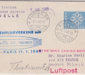 Schweiz - Air France Erstflug Caravelle München Paris Zuleitungspost 2.1.60