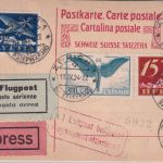 Schweiz - 27/25 Rp. Tell Ganzsache Luftpost-Eilbotenkarte Zürich - Nürnberg 1924
