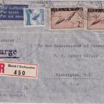 Schweiz - 2x2 Fr. Flugpostausg. ua. Luftpost-Einschreibebrief n. USA Zürich 1941
