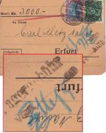 DR-Infla - 20 M. Pflüger u.a. Wertpaketkarte Barmen-Wichlinghausen 13.5.22