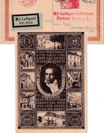Österreich - Erstflug Wien-Gleiwitz-Breslau 1927 Beethoven Sonder-GA+Zusatz