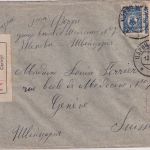 Russland - 2x10 Kop. Wappen Einschreibebrief i.d. SCHWEIZ Caricyn - Genf 1916