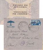 Ital. Libyen - 1 L. Flugpostausg. Luftpostbrief Tripoli - Gaeta 1941 Zensur