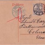 DR - 7 1/2 Pfg. Germania Ganzsache+Zusatz "Automatenkarte" Metz - Colmar 1916