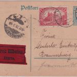 DR - 30 Pfg. Germania Ganzsache+Zusatz Eilkarte Lippstadt - Braunschweig 9.12.20