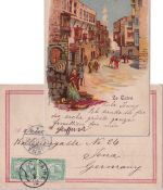 Ägypten - Cairo Rue de la Citadelle farb. Künstler-AK gelaufen 1904