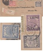 Niederl. Indien - 4 C. Ziffer u.a. Einschreibebrief n. USA Bandoeng 1910