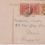 Ceylon - 2 C. Eduard VII. Ganzsache+Zusatz n. FRANKREICH Kandy - Paris 1912