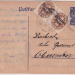 DR-Infla - 20 Pfg. Dienst Ganzsache+Zusatz/Nachbarortsverkehr Breitenbrunn 1923