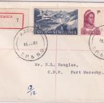 PNG - 2 Sh. 3 P. Flughafen u.a. Einschreibebrief Kagua - Port Moresby 1961