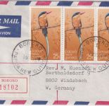 PNG - 3x25 t. Eisvogel Luftpost-Einschreibebrief Boroko - Windsbach 1981