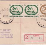 PNG - 2x1 Sh.+5 P. South Pacifi games Einschreibebrief Pangia - Melbourne 1964