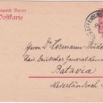 Bayern - 10 Pfg. Rauten Ganzsache n. NIEDERL. INDIEN Aschaffenburg Batavia 1910
