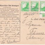 DR - 3x5 Pfg. Adler/Weltkugel Karte i.d. SCHWEIZ Stuttgart - Flims 1935