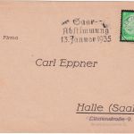 DR - 5 Pfg. Hindenburg/Trauerrand Ortskarte Halle (Saale) 1935