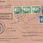 DDR - 50 Pfg. Marx u.a. Ortszustellurkunde Erfurt 8.7.53