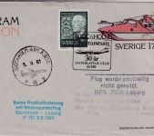 Schweden - 170 Ö. Ganzssache/Aerogram Messesonderflug Stockholm Leipzig 1981