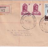 PNG - 2 Sh. 3 P. Wahlen u.a. Einschreibebrief Hohola/Relief No.5 1.7.64