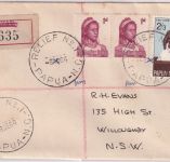 PNG - 2 Sh. 3 P. Wahlen u.a. Einschreibebrief Keravat/Relief No.1 8.9.64