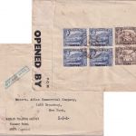 Aden - 2x2+4x2 1/2 P. Freimarken Luftpost-Zensurbrief n. USA (New York) 22.9.44