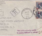 Libanon - Beirut/Washington 16.4.45 Diplomatenpost/Zensurbrief n. USA