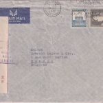 Palästina - 10+15 Mils. Freimarken Luftpost-Zensurbrief n. BELGIEN Tel Aviv 1939