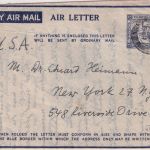 Palästina - 25 Mils. Ganzsache/Luftpostfaltbrief n. USA Karkur - New York 1948