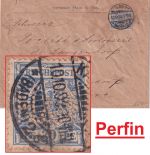DR - 20 Pfg. K/A Perfin "H&N" Firmenbrief i.d. SCHWEIZ Karlsruhe Langendorf 1899