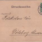 DR - 5 Pfg. K/A Perfin "D&Co." Drucksachenkarte n. SCHWEDEN Frankfurt a/M 1896