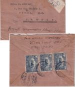 Irak - 3x3 A. Ktesiphon Luftpost-Einschreibebrief n. FRANKREICH Basrah 1927