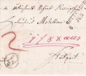 Württemberg - Rottenburg 1854 Nachnahmebrief n. Stuttgart Faltbrief m. Inhalt