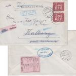 BRD - 2x20 Pfg. Carlog/Care Brief n. DÄNEMARK Calw 1963 Retourvermerke