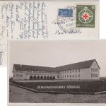 BRD - 10 Pfg. Dunant sw-AK Schulhaus-Neubau Löchgau Besigheim - Esslingen 1953