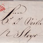 Baden/Österreich - Kehl 6. AUG roter L2 Grenzfrankobrief n. Steyr 1842
