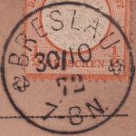 DR - 1/2 Gr. gr. Brustschild Fernkarte K1 Breslau 30/10 72 n. Alt-Carbe