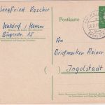BRD - (16) Walldorf ü. Gross Gerau Poststelle I Ganzsache n. Ingolstadt 1962