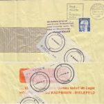 BRD - Crashcover Bielefeld 30.6.75 beschädigt b.d. maschinellen Briefbearbeitung