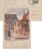 Bayern - Bahnpost Rothenburg II Steinach 1903 afrb. Künstler-AK Rothenburg