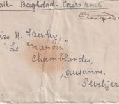Irak/Brit. Besetzung - 6x3 An./1 1/2 Pia. Luftpostbrief i.d. SCHWEIZ Bagdad 1922