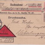 DR - 3+10 Pfg. Germania Perfin "M" Nachnahme-Drucksachenkarte Berlin 1909