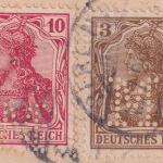DR - 3+10 Pfg. Germania Perfin "M" Nachnahme-Drucksachenkarte Berlin 1909