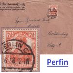 DR - 7 1/2 Pfg. Germania Perfin "MB" Ortsbrief Berlin 1918