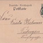 DR - 5 Pfg Germania/Reichspost Perfin "EP" Firmenkarte Karlsruhe - Tübingen 1900