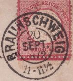 DR - 1 Gr. gr. Brustschild (Unterrand) Brief K2 Braunschweig - Hannover 1872