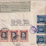 Iran - 3x10+3x2,50 R. Schah Luftpost-Zensurbrief n. USA Teheran - New York 1944