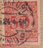 DR - 50 Pfg. Korbdeckel u.a. Perfin "M.H.&Co." Wertpaketkarte Frankfurt a/M 1924