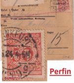 DR - 50 Pfg. Korbdeckel u.a. Perfin "M.H.&Co." Wertpaketkarte Frankfurt a/M 1924
