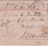 NDP - 1 Gr. Ganzsache+Zusatz Paketbegleitbrief Gütersloh - Lübbecke 1869