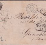 Baden/Frankreich - 9 Kr. Quadrat Brief Ring 87 Mannheim - Grenoble 1857