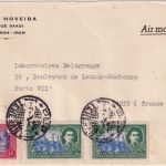 Iran - 2x50 D.+ 5 R. Schah/Bauwerke Luftpostbrief n. FRANKREICH Teheran - Paris